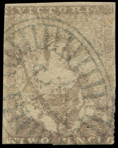 VICTORIA: 1850-53 (SG.13b) Half-Lengths Fifth Printing 'White Veils' 2d lilac-drab, trivial central thin, just cut-into at base, tidily struck barred oval, Cat. &pound;180.