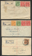 QUEENSLAND - Postal History: 1930s registered covers (5) all with provisional use of blank blue/black registration labels comprising Maclagan (with datestamp on registration label), others marked in manuscript "Dareel" or "Lowmead" both in pencil, and M - 2