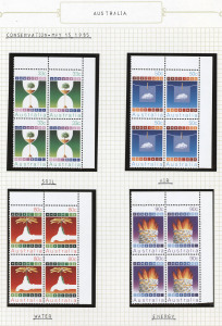COMMONWEALTH OF AUSTRALIA: Decimal Issues: 1966 (Feb)-1987(Nov) Collection in two volumes, apparently complete MUH for the period including most sets from 1976 onwards in blocks of 4, with many of the post 1982 sets being in marginal or corner blocks; also includes se-tenant multiples and a few M/Ss; FV: $700+ (excluding values under 20c).