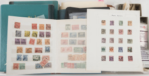 REST OF THE WORLD - General & Miscellaneous Lots: Balance of a collection mostly used with Australia pre-decimals including Roos to 2/-, KGV Heads to 1/4d, £2 Arms optd 'SPECIMEN' MUH, heaps of duplicated used decimals, AAT with MUH blocks of 4, 1934-35 Victoria Centenary cinderellas many adhered to others, few Colonies including Victoria 4d with 1904 DIAMOND CK UPPER datestamp (Rated R); also world stamps in binders with isolated modest pickings including GB, USA & Zanzibar; worthy of closer i