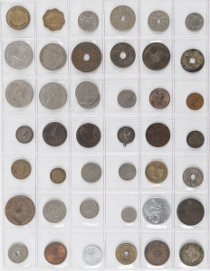 Coins & Banknotes: General & Miscellaneous Lots: World accumulation with album of fair to fine circulated coins including Australia pre-decimal silver threepence x21, sixpence x6, shilling x1 & florin x6, world minors with a few 19th century items, plus other coins in glassines; also Australia commemorative 1988 $5 Bicentennial and 2005 End of WWII medallion; plus some circulated banknotes and a few lapel badges, etc. Worth checking.