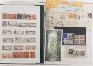 REST OF THE WORLD - General & Miscellaneous Lots: Assortment with world collections in 'Rowland Hill' or 'Improved' albums including Brazil 1931 Airs 50r to 1000r mint (50r & 1000r edge tones); also Australia pre-decimal multiples, plus territories and a few cinderellas (including bible stamps in 1923 Sunday School album), Victoria 1930s receipt books with 2d stamp duties, GB in album with mostly 1960s-70s mint or used sets; Tonga 1960s-70s foils & shapes unused; also Australia QEII Coombs/Wils