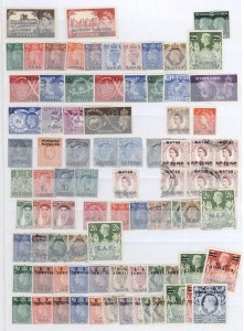 REST OF THE WORLD - General & Miscellaneous Lots: British POs and Postal Agencies including BPO in Eastern Arabia 1953 Coronation in Plate No blocks of 4 MUH, B.A.Tripolitania 1950 Overprints set (Cat £140), also Channel Islands and Isle of Man sets, part-set & singles mint or used, plus GB machin regionals mint and used; condition variable. (many 100s)