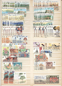 SINGAPORE: 1948-2000s Collection in stockbook with better items including 1948 KGVI P14 1c to $1 MUH, 1962-66 1c to $5 Pictorial set MUH, otherwise predominantly used with duplicated 1950s-90s commemoratives and definitives used to $10, few modern issues MUH, condition mostly fine. (many 100s)