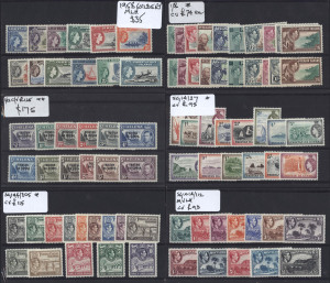 REST OF THE WORLD - General & Miscellaneous Lots: British Commonwealth 1930s-80s array on stockcards with value in KGVI/early QEII sets including Gilberts 1939 KGVI & 1956 QEII sets, Montserrat 1938 set, Pitcairns 1938 KGVI sets of 10 (2), Tristan da Cunha 1952 KGVI Overprints set (MUH) & QEII 1954 set, Turks & Caicos 1938 KGVI set & 1960 QEII £1 Pelican, Zanzibar 1952, 1957 & 1961 long sets mint, plenty of other better singles & sets, some stamps with gum tone and a few stamps with faults, mos