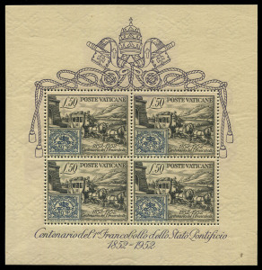 ITALY: Vatican 1929-2000s predominantly mint collection in stockbook with plenty of better items including 1929 5c to 10l plus 2.50l Express Delivery, 1933 Pius 2.75l mint & used, 1933 Holy Year set mint, 1936 25c green Bosco (Cat €340), 1951 Chalcedon set, 1952 Stamp Centenary M/S MUH (Cat €220), duplicated 1950s-60s sets with some multiples, 1980s-2000s with M/Ss and sheetlets MUH; high catalogue value. (many 100s)