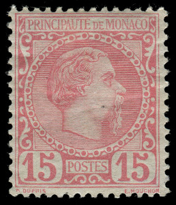 FRENCH COMMUNITY: Monaco 1885-2000s mostly mint collection in stockbook with 1885 Charles III 5c blue (MUH), 15c carmine-rose (Cat &euro;360), 25c blue-green (unused, &euro;750), 1921 Surcharges mint, 1925 Pictorials set mint, lots of 1930s-70s sets, 1980s-2000s i