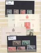 ITALY: San Marino 1877-2000s Collection in stockbook with 1877-94 Arms unused or used to 45c, 1894 Palace set mint, 1926 Surcharges set, 1934 Post Office Overprints Mi 202-05, 1944 50th Anniv M/S MUH, 1948 Labour Day set MUH, 1961 1000l Helicopter MUH, 1 - 2