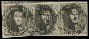 BELGIUM: 1849-63 Collection with imperfs 1849 Epaulettes 10c & 20c (17), 1849 Medallions 1c (3, one unused), 10c (65, including strip of 3 and four pairs), 20c (62), 40c (28, including a pair), 1863 perforated Medallions 1c (8, one misperforated, two possibly unused), 10c (18), 20c (16), 40c (9); usual variable condition, however many of the imperfs are fine with complete or largely complete margins, some with identified numeral cancels. A very nice lot, Cat. €6000+.