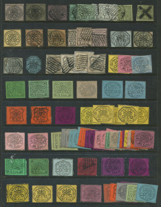 ITALY: Italian States accumulation on hagners with mix of genuine issues, reprints and forgeries including issues from Modena, Naples, Parma, Papal States (with genuine issues on piece), Romagna, Sardinia including 1855-63 3l unused (guarantee h/s, Cat €350), Sicily & Tuscany, plus (Austrian) Lombardy & Venetia issues; some potentially high catalogued issues but with faults or considered dubious; usual mixed condition. Should reward specialist inspection. (350+)