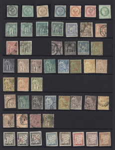 FRENCH COMMUNITY: 1859-86 Selection with 1859-65 imperf 1c to 80c used, 1877-79 Peace & Commerce imperf 30c, 40c, 75c & 1f used, 1878-80 4c 10c 15c & 20c used, 1881-86 perforated 1c to 1f (ex 10c, 25c black & rose & 75c) mint/unused plus used set (ex 1c 