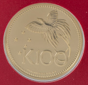 Coins - World: Papua New Guinea - Coins: K100 Bird of Paradise gold coin, 1975, 9.57grams of 900/1000 fine gold, Unc.