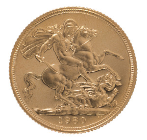 Coins - World: Great Britain - coins: LONDON MINT SOVEREIGNS: Queen Elizabeth II proof, 1980, Unc.