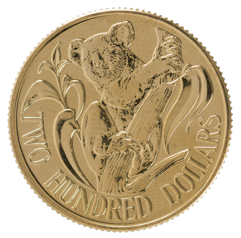 Coins - Australia: Gold: TWO HUNDRED DOLLARS: 1980 Koala, in original plastic folder of issue, Unc.