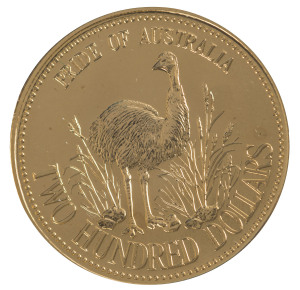 Coins - Australia: Gold: TWO HUNDRED DOLLARS: 1991 Emu in "Pride of Australia" presentation folder, Unc.