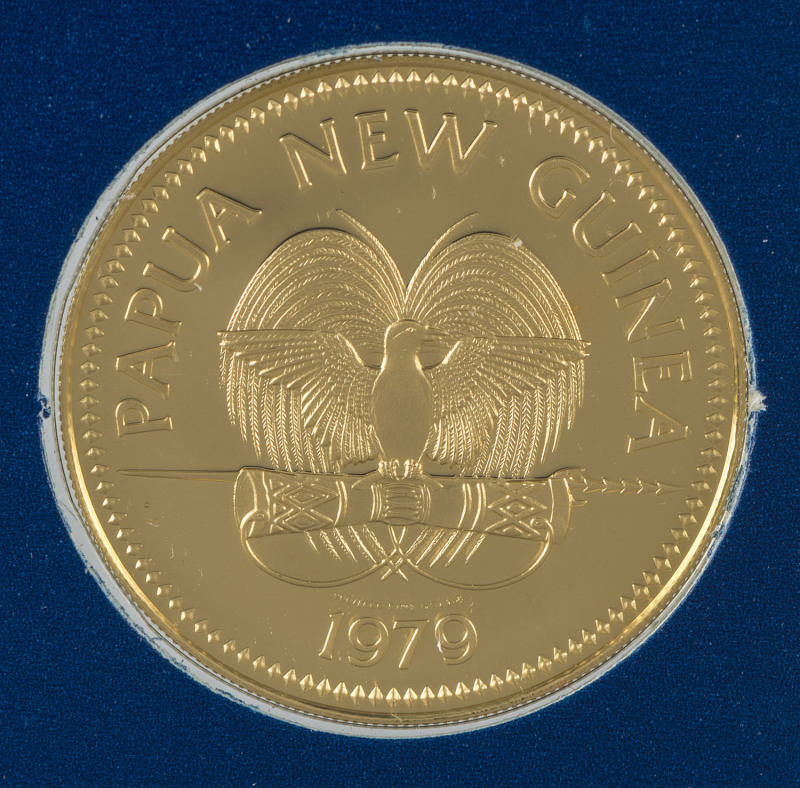 Coins - World: Papua New Guinea - Coins: K100 National Emblem proof gold coin, 1979, 9.57grams of 900/1000 fine gold, Unc.