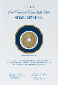 Coins - World: Papua New Guinea - Coins: K100 Independence proof gold coin, 1976, 9.57grams of 900/1000 fine gold, Un