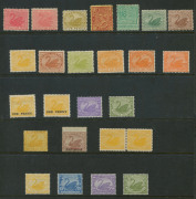 WESTERN AUSTRALIA: 1876-1912 mint selection with 1876-81 2d chrome-yellow perf 14 SG.71, 1895 &frac12;d on 3d overprint in red & in green SG.111b (no gum), 1898-1907 Wmk W Crown A 2d to 1/-, 1902-12 to 5/- including Crown/A Perf 11 2d pair SG.152, 1912 6d & 1/-