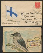 COMMONWEALTH OF AUSTRALIA: Postal History: 1935-1942 collection of 20 hand-illustrated envelopes (12 posted during WWII), all but one addressed to "Tom Whitford" in Springwood (NSW), sent from various NSW locations, the attractively-executed watercolour i - 3