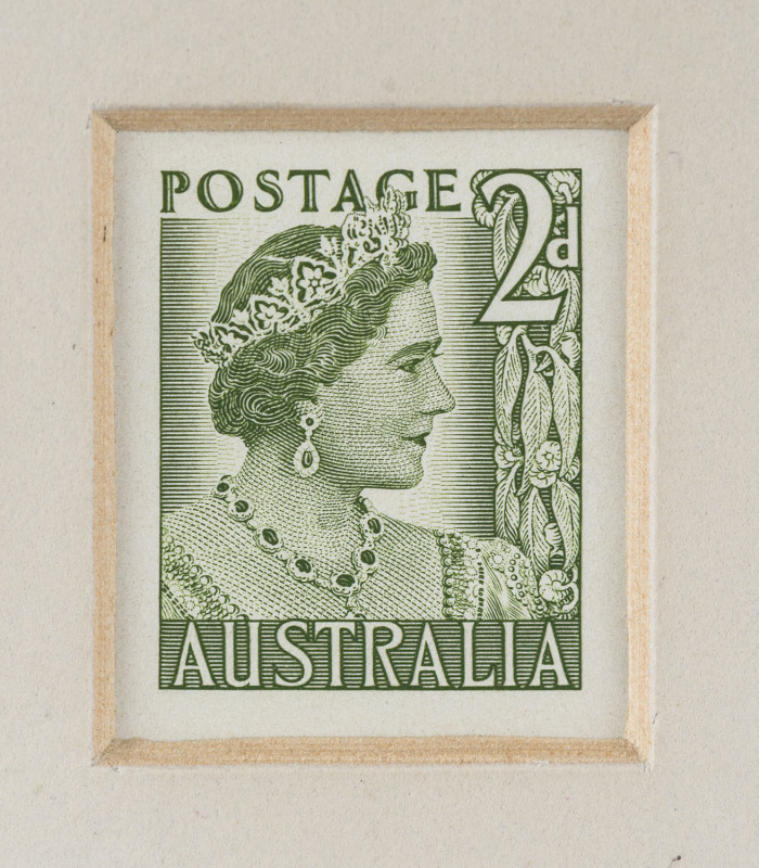 COMMONWEALTH OF AUSTRALIA: Other Pre-Decimals: Sunken Die Proof: 1950-52 2d Queen Mother, CBA cachet and numbered "9" on reverse, BW:248DP(1), Cat. $3500. Pristine! Ex Williamson. [Brusden White notes that eight were prepared]