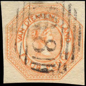 1853 (SG.6) 4d Bright Brownish-Orange Couriers, Plate I first state; a pair of good to excellent margined copies. Cat.&pound;2200. (2).