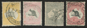 COMMONWEALTH OF AUSTRALIA: Kangaroos - CofA Watermark: 5/- to £2 used, £1 corner perf repair, £2 few nibbed perfs, all present well with cds cancels, BW:46,50,54 & 58 - $1500+.