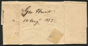 TASMANIA - Postal History: 1832 (Aug.10) Hobart to Campbell Town entire showing the latest known date of the oval "HOBART TOWN/V.D.L" handstamp, the letter rated at 10d under the 1828 Act for a single letter carried between 70 and 80 miles. Ex John Cress - 2