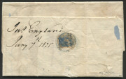 TASMANIA - Postal History: 1835 (Jan.7) entire addressed to John Leake endorsed "James England", the Director-General of the Posts from 1833-34, thus qualified to send as exempt mail. The missive should have been endorsed "On Public Service Only" for thi - 2