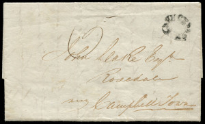 TASMANIA - Postal History: 1835 (Aug.17) Launceston to Rosedale entire, showing a good strike of the Type 2 double oval handstamp of Launceston, rated 5d under the 1834 Postal Act, being the single rate for a distance of between 30-45 miles (Rosedale at 