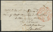 TASMANIA - Postal History: 1848 (Mar.12) Hobart Town to London entire carried on the "Governor Phillip" with a very fine strike of the Type 3 outwards Hobart Ship Letter handstamp. Ex John Cress. Purchased in our November 2003 Sale for $250+