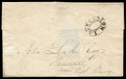 TASMANIA - Postal History: 1830 (May 10) "Leake" correspondence Launceston to Rosedale entire (faults on reverse from previous poor mounting), showing a largely very fine strike of the Type 2 double oval handstamp of Launceston. Strikes of this quality a