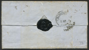 VICTORIA - Postal History: 1853 (April) Leake correspondence entire addressed to "Rosedale/nr Campbell Town" (Tasmania), prepaid as an article not exceeding &frac12;oz for inland (2d) and ship (3d) letter rates with Half-lengths 3d blue SG.7 & 2d cinnamon SG.17 - 2