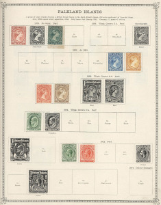 REST OF THE WORLD - General & Miscellaneous Lots: Fragmentary world collection in Gibbons "Ideal" album noting useful Australian Colonies, GB including QV to 10/- (trimmed) and KEVII to 10/-, also Falklands QV 6d (2), 9d & 1/- unused, plus Bechuanaland, 