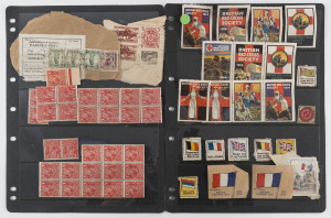 REST OF THE WORLD - General & Miscellaneous Lots: Balance of a collection with "Strand" albums (2) one with patchy world collection, the other empty; c.1900 Gibbons rare "Imperial" album for Local issues, almost empty except for a few Danish issues & New Hebrides Co 1d & 2d, empty c.1930 Gibbons "Ideal" Vol.2 album for 1915-29 issues, fine unused with no hinge marks; also Australia KGV Smooth Paper 1d red irregular block of 13 MUH (some blemishes), WWI cinderellas including British Red Cross, p