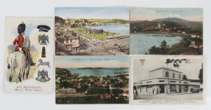 REST OF THE WORLD - Picture Postcards: Mostly early to mid 1900s unused array, majority British with Scottish cards including coloured military regiments cards (9), also 1946 b&w real-photo "HMS Vanguard", others with scenic views of Glasgow, Largs, Rothe