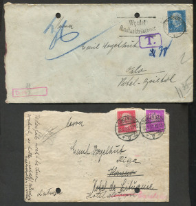 GERMANY - Postal History: 1931 covers predominantly with 25pf Hindenburg solo (10) or Hindenburg/Ebert 25pf combination frankings (9) to the international destinations of Latvia, Norway or Sweden plus 15pf inland rate covers to Chemnitz (4), all stamps w