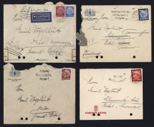 GERMANY - Postal History: 1932-35 Hindenburg series usage accumulation on commercial covers mostly 12pf internal mail or 25pf international surface rate to European destinations with either solo or combination frankings, also three 40pf airmail rate cove