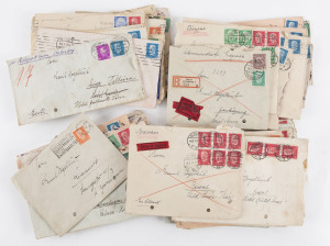 GERMANY - Postal History: 1928-32 Ebert/Hindenburg series usage accumulation on commercial covers mostly 12pf or 15pf internal mail rates or 25pf international surface rate to European destinations with attractive array of either solo or combination fran