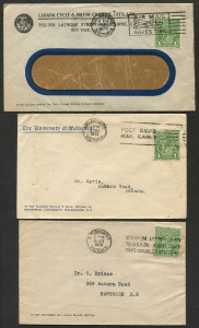 COMMONWEALTH OF AUSTRALIA: KGV Heads - Collections & Accumulations: 1924-33 group of 1d Green covers, predominantly single frankings, noting three double-rate covers, also 1925 redirected OHMS cover with Large Mult perf 'OS' and three covers with SMult P13x12½ perf 'OS'. Varieties noted, condition variable.