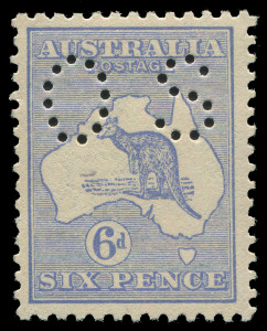 COMMONWEALTH OF AUSTRALIA: Kangaroos - Third Watermark: 6d Ultramarine (Die II) perforated 'OS' INVERTED WATERMARK BW.19Da,ba, well centred, MUH, Cat $1125.