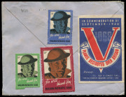 MALAYA - Postal History: SINGAPORE: 1941 (Nov 16) Malayan Breweries Ltd commercial airmail cover to Hobart with Straits KGVI 50c tied by War Certificates slogan cancel, "PASSED FOR/TRANSMISSION" censor handstamp, on reverse Malaya Patriotic Fund 1c, 2c & - 2