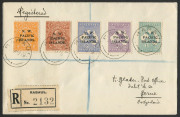 NEW GUINEA - 'N.W./PACIFIC/ISLANDS' Overprints: 1919 (Aug.19) Rabaul registered Blatter cover to Switzerland via Sydney with overprinted KGV 4d & 5d plus Roos 6d, 9d & 1/- all tied by Rabaul datestamps, black on white registration label, fine condition.