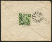 COMMONWEALTH OF AUSTRALIA: Postal History: 1937 (Jan.29) inwards cover from Russia to "Department of Agriculture" (Sydney) with Russian 1k Postal Service tied to the reverse side by Karkov (Ukraine) datestamp, taxed on arrival with 4d & 3d added tied by " - 2