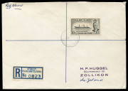 Falkland Islands: 1952 Pictorials on registered covers comprising 4d & 1/3d to USA plus single frankings of 2/6d, 5/-, 10/- on separate covers to United Kingdom and &pound;1 single franking to Switzerland, generally fine. (5 covers)