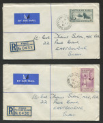 Falkland Islands: 1952 Pictorials on registered covers comprising 4d & 1/3d to USA plus single frankings of 2/6d, 5/-, 10/- on separate covers to United Kingdom and &pound;1 single franking to Switzerland, generally fine. (5 covers) - 2