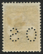 COMMONWEALTH OF AUSTRALIA: Kangaroos - First Watermark: 2/- Dark Brown perforated Small OS, very well centred, fine mint, BW:35bb - $2250. - 2