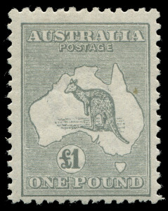 COMMONWEALTH OF AUSTRALIA: Kangaroos - Third Watermark: £1 Grey, faint tonespot, fine mint overall, BW.53 - $1000.