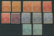 COMMONWEALTH OF AUSTRALIA: KGV Heads - Single Watermark: &frac12;d Orange to 1/4d (2) mint selection including 1d red Die III block of 4 & two singles, WATERMARK INVERTED 1&frac12;d Black-Brown, 1&frac12;d Chocolate Brown, 1&frac12;d Scarlet, & 4d Blue (Harrison), &frac12;d Orange, 1d Viol