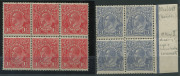 COMMONWEALTH OF AUSTRALIA: KGV Heads - Single Watermark: &frac12;d Orange to 1/4d (2) mint selection including 1d red Die III block of 4 & two singles, WATERMARK INVERTED 1&frac12;d Black-Brown, 1&frac12;d Chocolate Brown, 1&frac12;d Scarlet, & 4d Blue (Harrison), &frac12;d Orange, 1d Viol - 2
