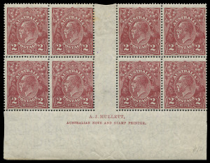 Imprints with Single Wmk 3d Harrison pair, SMult Wmk P14 1d green WATERMARK INVERTED Ash blk.4 (Cat. $750), 2d Red-Brown Electro 16 (imprint 3.75mm below stamps), Mullett blk.8 (few tones, Cat. $1000+), 4½d Ash blk.4 (Cat. $500); SMult P13½x12½ ½d Orange Electro 9 Ash blk.4, 2d Red-Brown Die II Plate 2 N over A blk.4, 2d Red Plate 2 N over A blk.4; generally fine, some MUH, total Cat. $2500+. (7 items)